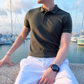 Breathable Silk Mesh Mens Polo Shirt, Short Sleeve with Ribbed Collar, Lightweight and Stylish for Summer