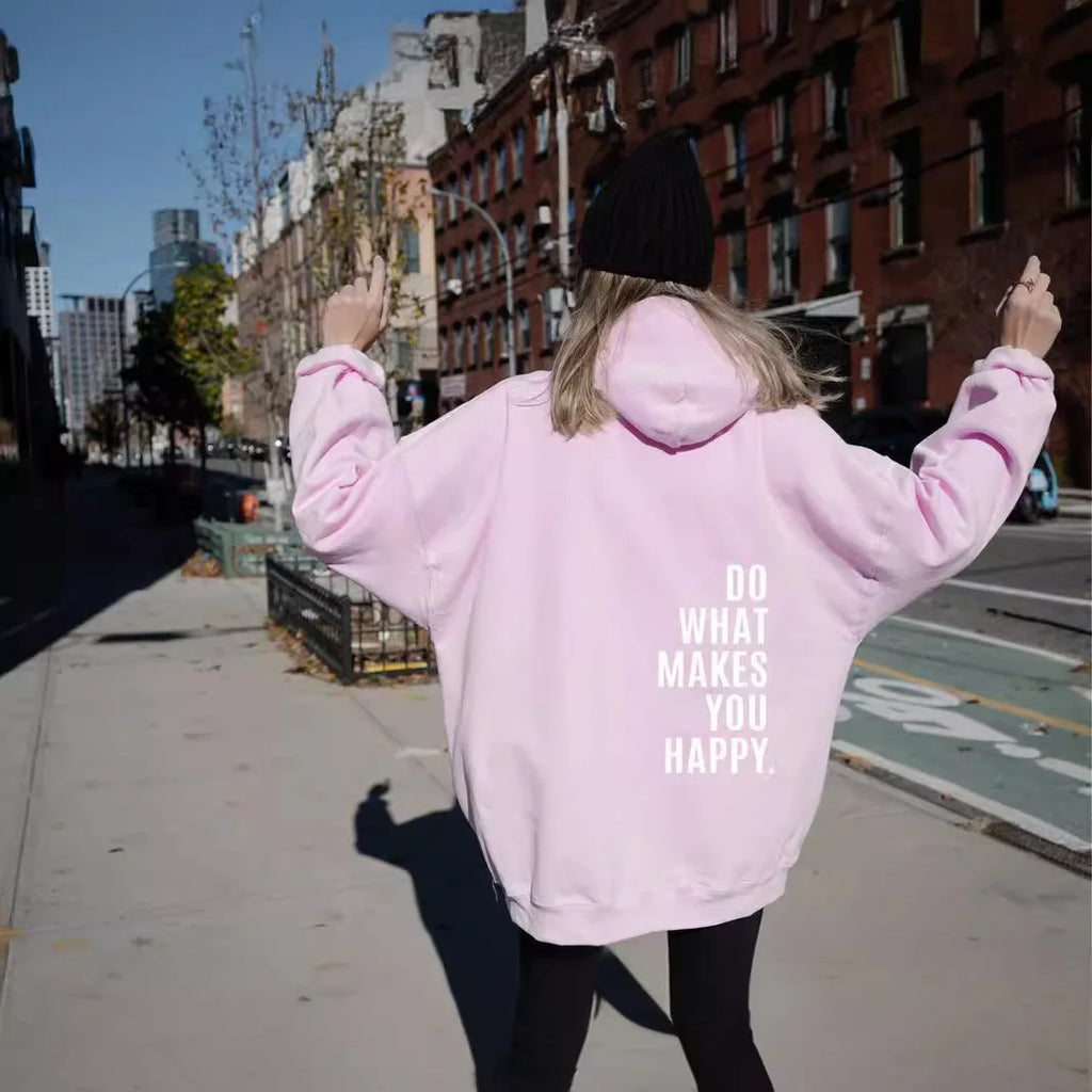 Oversized Damen-Hoodie – Rückendruck, Baumwolle, Alltagstauglich