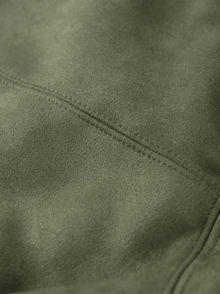 Oversized Damen-Bomberjacke – Kastenförmig, Samt, Herbst