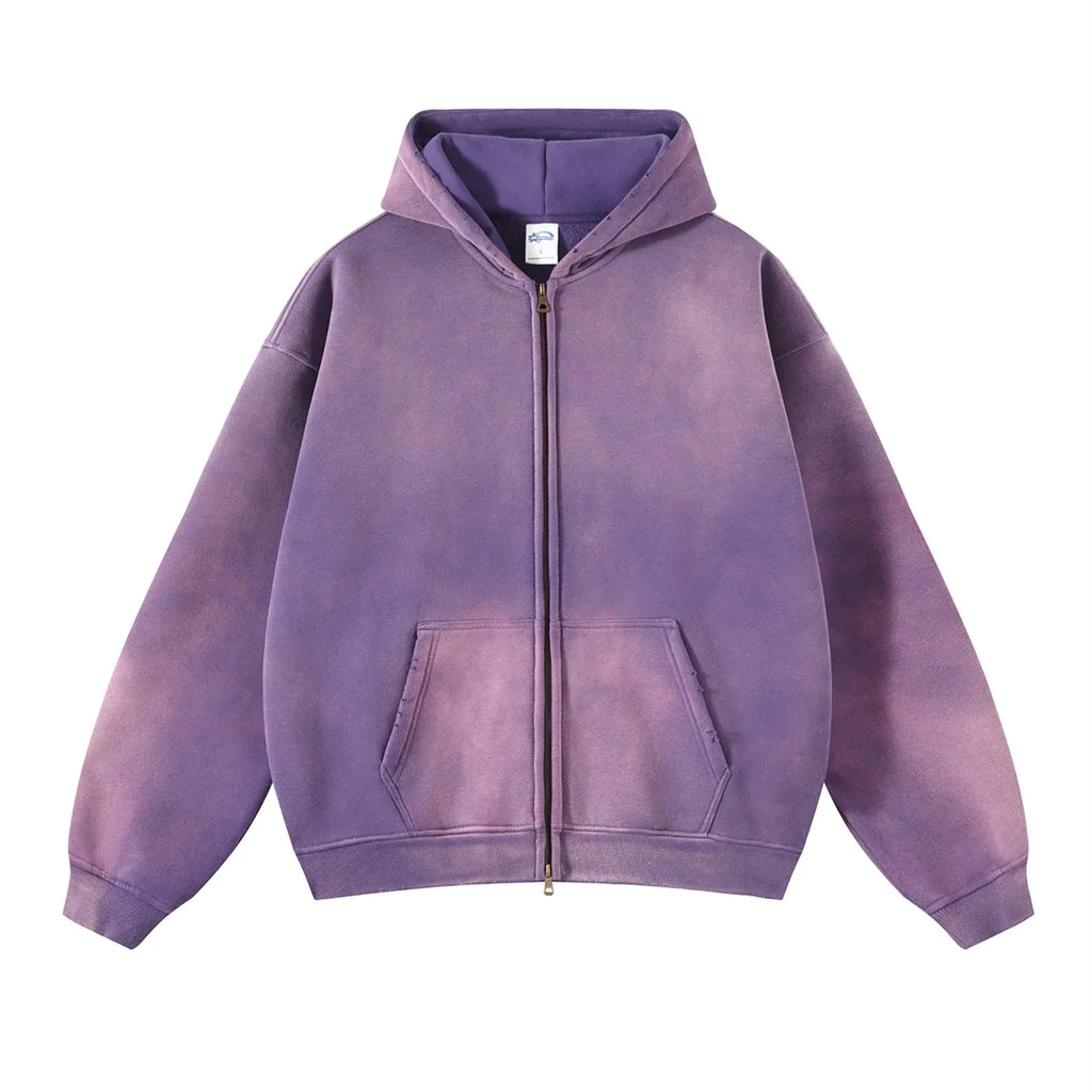 Warmer, lässiger Herren-Kapuzenpullover mit Reißverschluss – Oversize, Plüsch, Winter