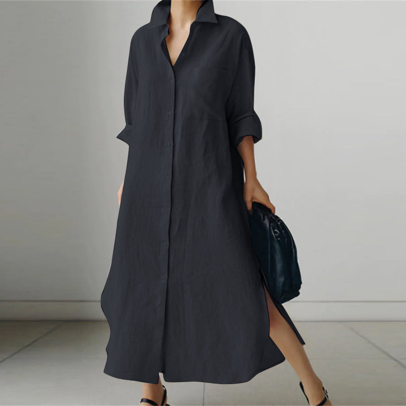 Lightweight Shirt Dress for Women, Elegant Spring Style, Versatile Casual & Formal Wear