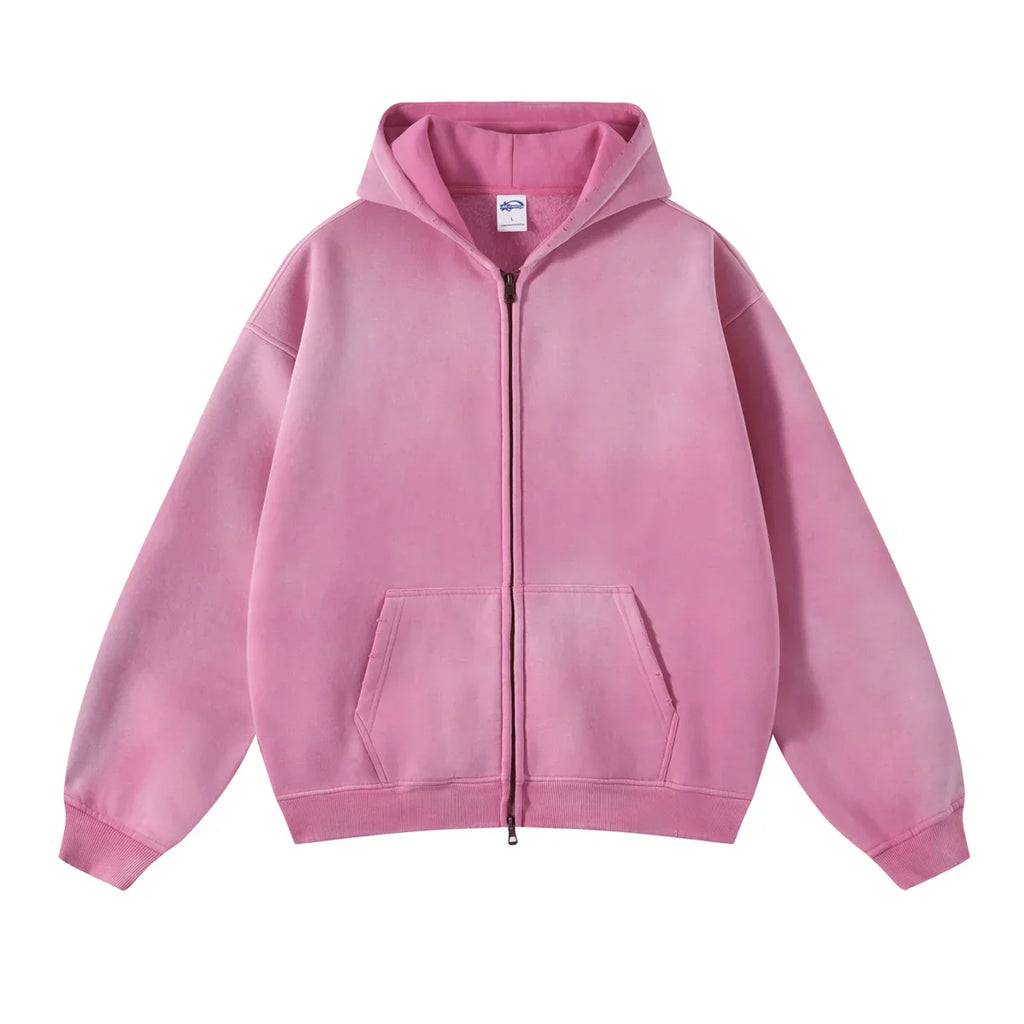 Warmer, lässiger Herren-Kapuzenpullover mit Reißverschluss – Oversize, Plüsch, Winter