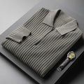 Fitted Classic Men's Pullover - Polo Half Zip, Ribbed Knit