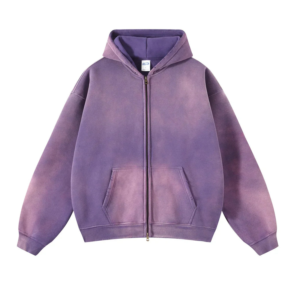 Warmer, lässiger Herren-Kapuzenpullover mit Reißverschluss – Oversize, Plüsch, Winter