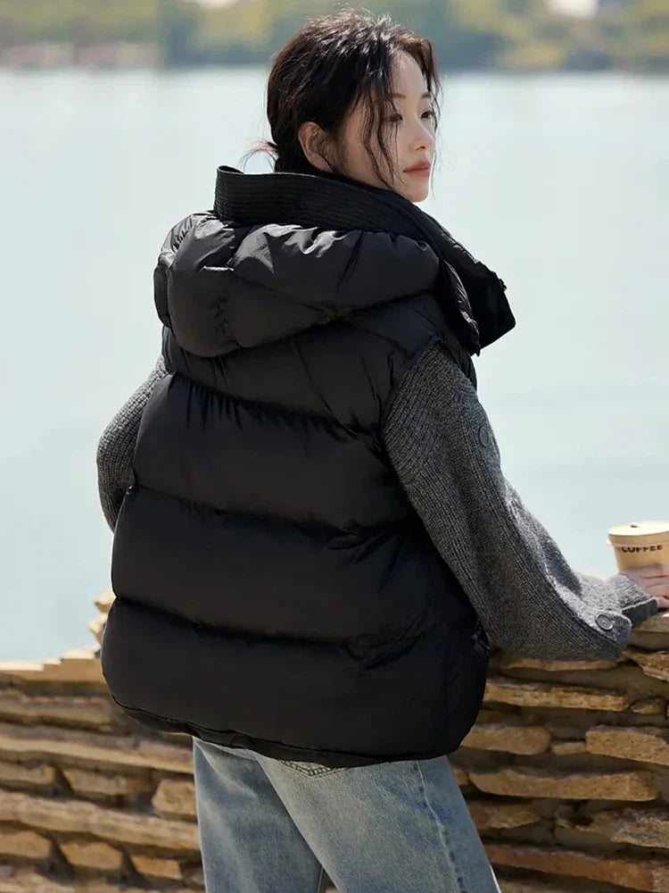 Insulating Women’s Hooded Puff Vest - Hip-Length, Down