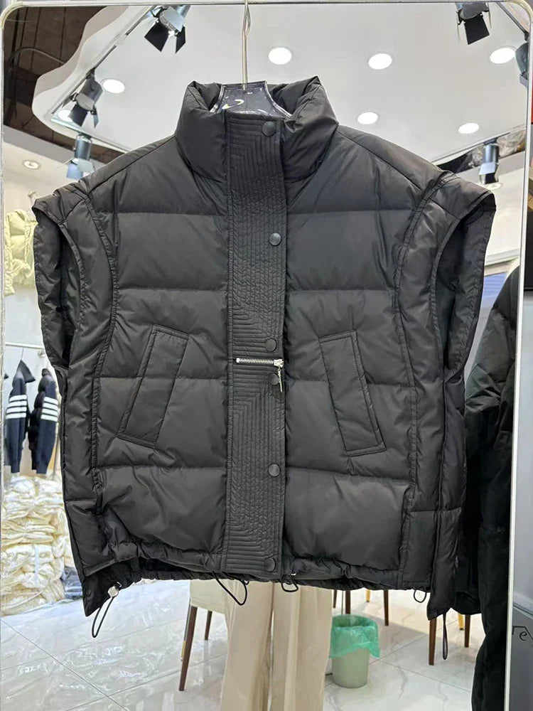 Insulating Women’s Down Vest - Cropped, Duck, Winter