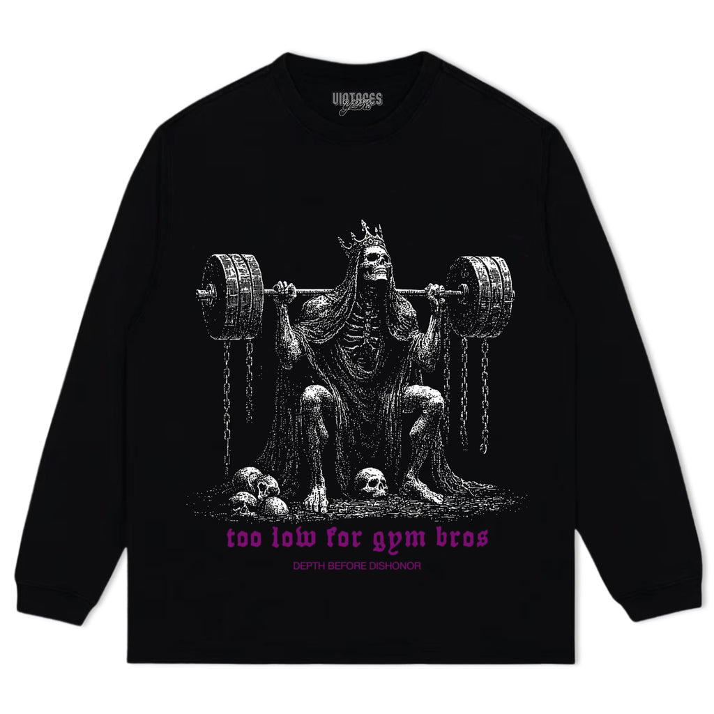 TOO LOW FOR GYM BROS GOLD TANK TOP & TEE & LONG SLEEVE & LAYERED LS & HOODIE