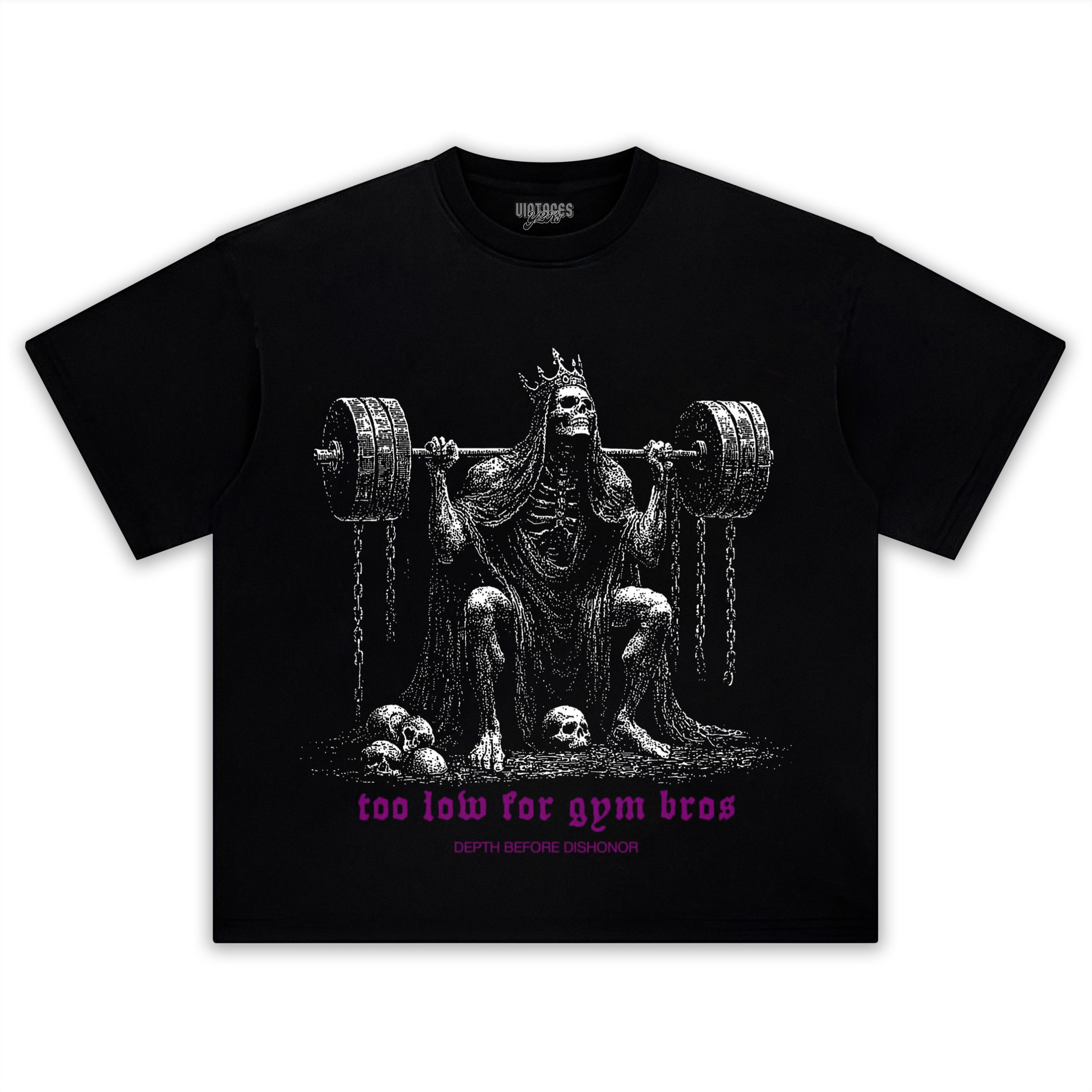 TOO LOW FOR GYM BROS GOLD TANK TOP & TEE & LONG SLEEVE & LAYERED LS & HOODIE
