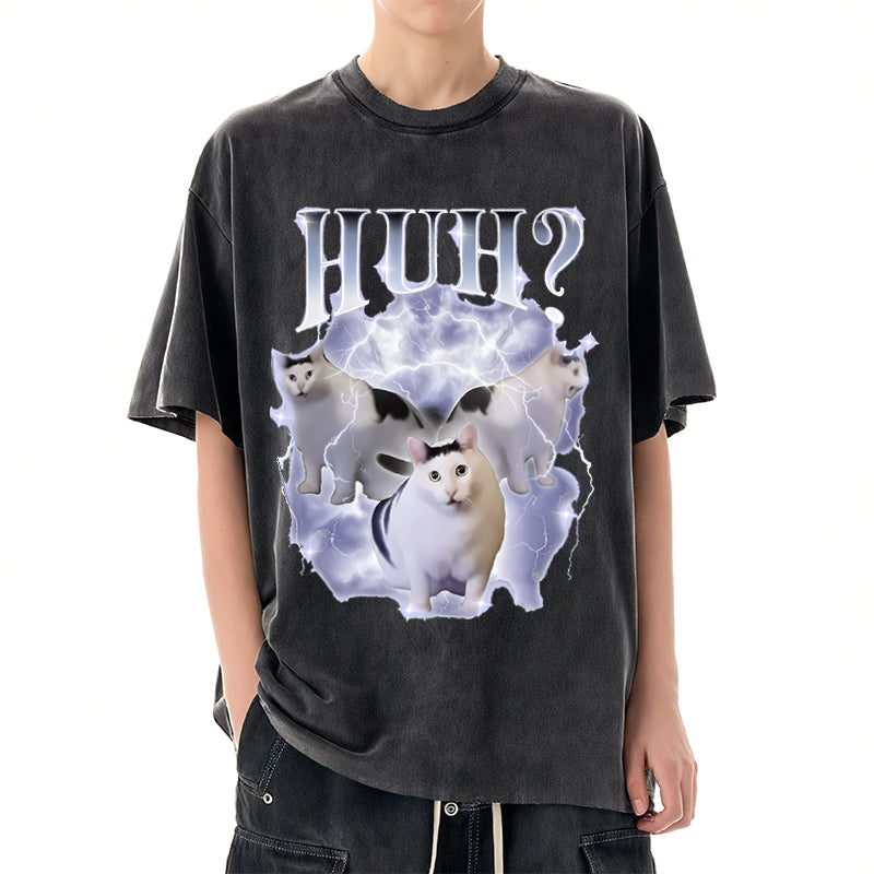 bbb Huh Cat Chonky Ben Meme Washed T-Shirt
