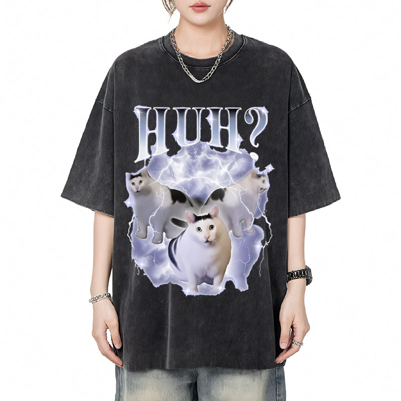 bbb Huh Cat Chonky Ben Meme Washed T-Shirt