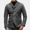 Timeless men's blazer jacket – double-breasted, structured fabric, for autumn