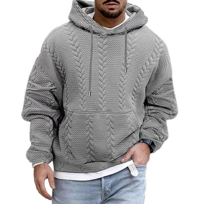 Warm Cozy Men’s Hooded Pullover - Cable Knit, Casual Wear