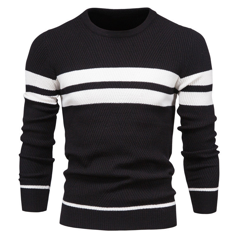 Soft Classic Men's Striped Sweater - Crew Neck, Knit Casual