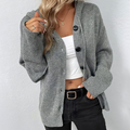 Oversize-Strickjacke für Damen – Kapuze, Knöpfe, Strukturstrick