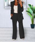 Versatile women's suit – oversized blazer and straight-leg trousers, stretchy polyester, for work or casual outings