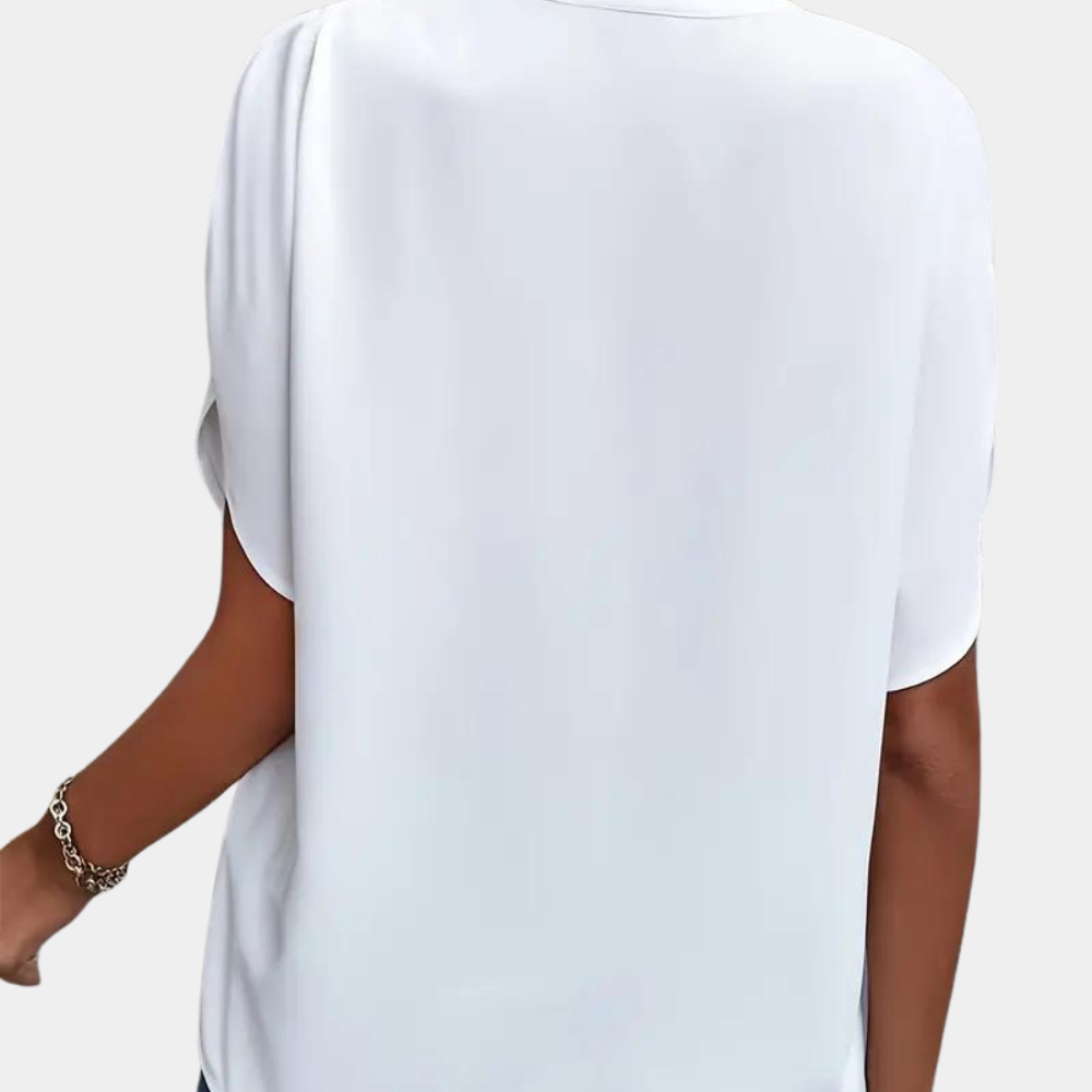 Breathable women’s blouse – short sleeve v-neck, lightweight material, for any occasion