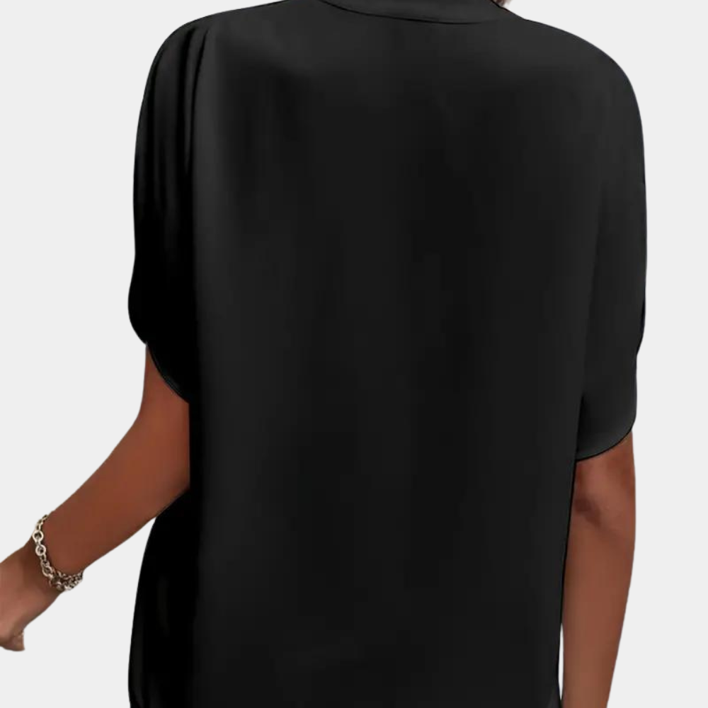 Breathable women’s blouse – short sleeve v-neck, lightweight material, for any occasion