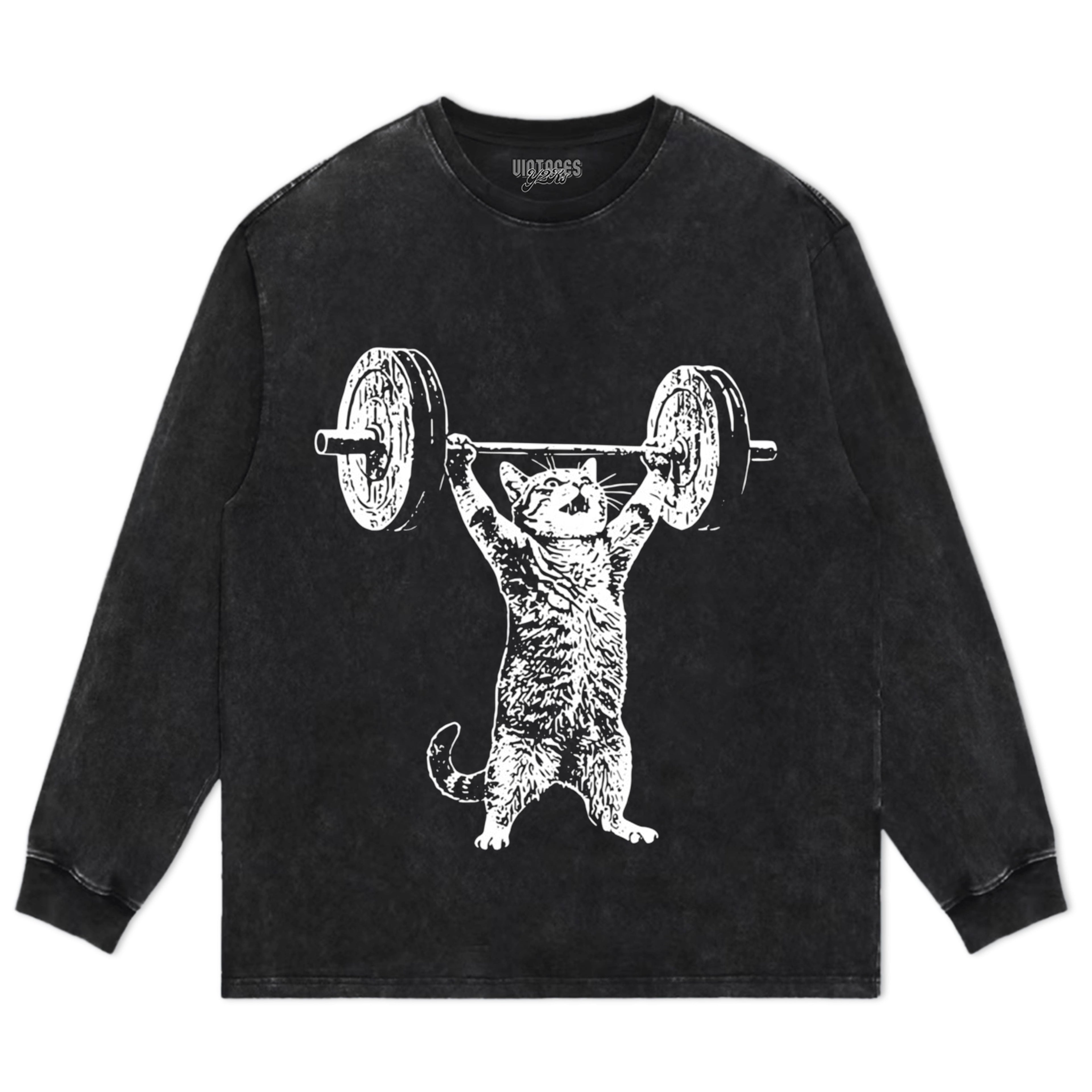 WEIGHT LIFTING GYM CAT TANK TOP & TEE & LONG SLEEVE & LAYERED LS & HOODIE