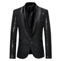 Waterproof men’s blazer jacket – fleece-lined, shiny gold sequin, for formal and casual occasions