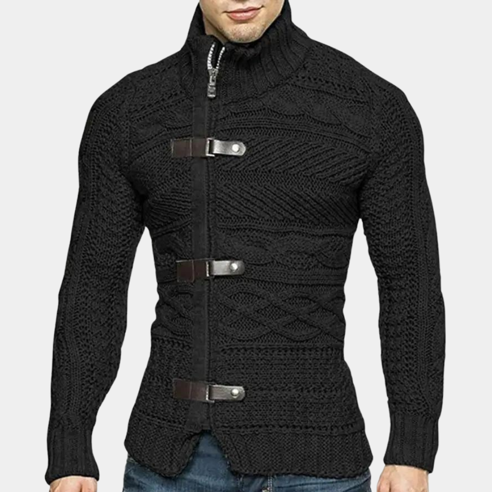 Warm Men’s Turtleneck Sweater - Shawl Collar, Merino