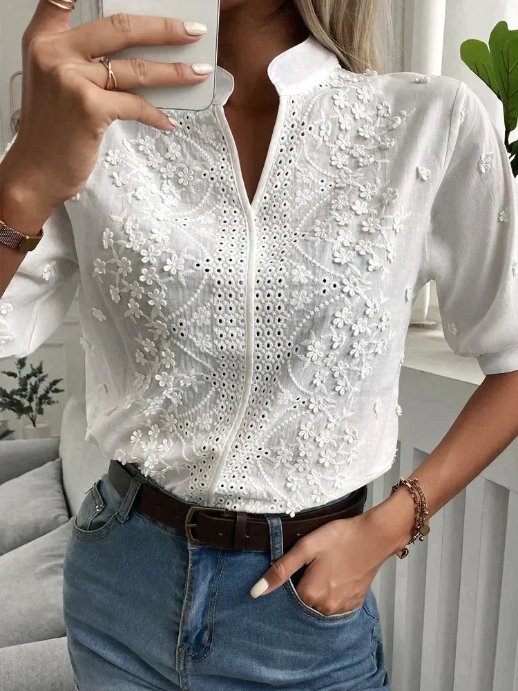 Elegant Women's Top - Flattering Fit Blouse for Going Out, Soft Breathable Fabric, Versatile Style for Casual and Formal Events