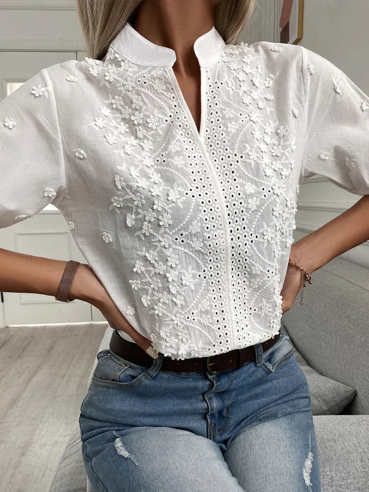 Elegant Women's Top - Flattering Fit Blouse for Going Out, Soft Breathable Fabric, Versatile Style for Casual and Formal Events