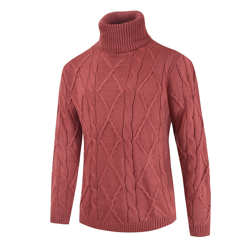 Warmer, kuscheliger Herren-Rollkragenpullover – lockeres Zopfmuster