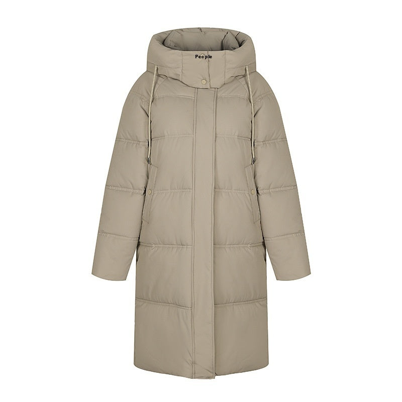 Insulating Women’s Long Puffer Coat - Hooded Quilted Winter