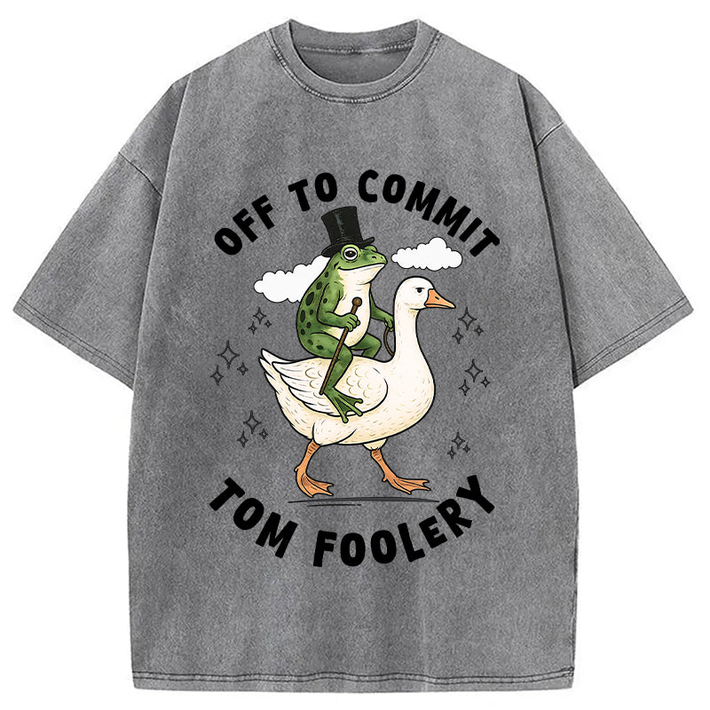 bbb Frog Riding Goose Funny Sarcastic Meme Washed T-Shirt