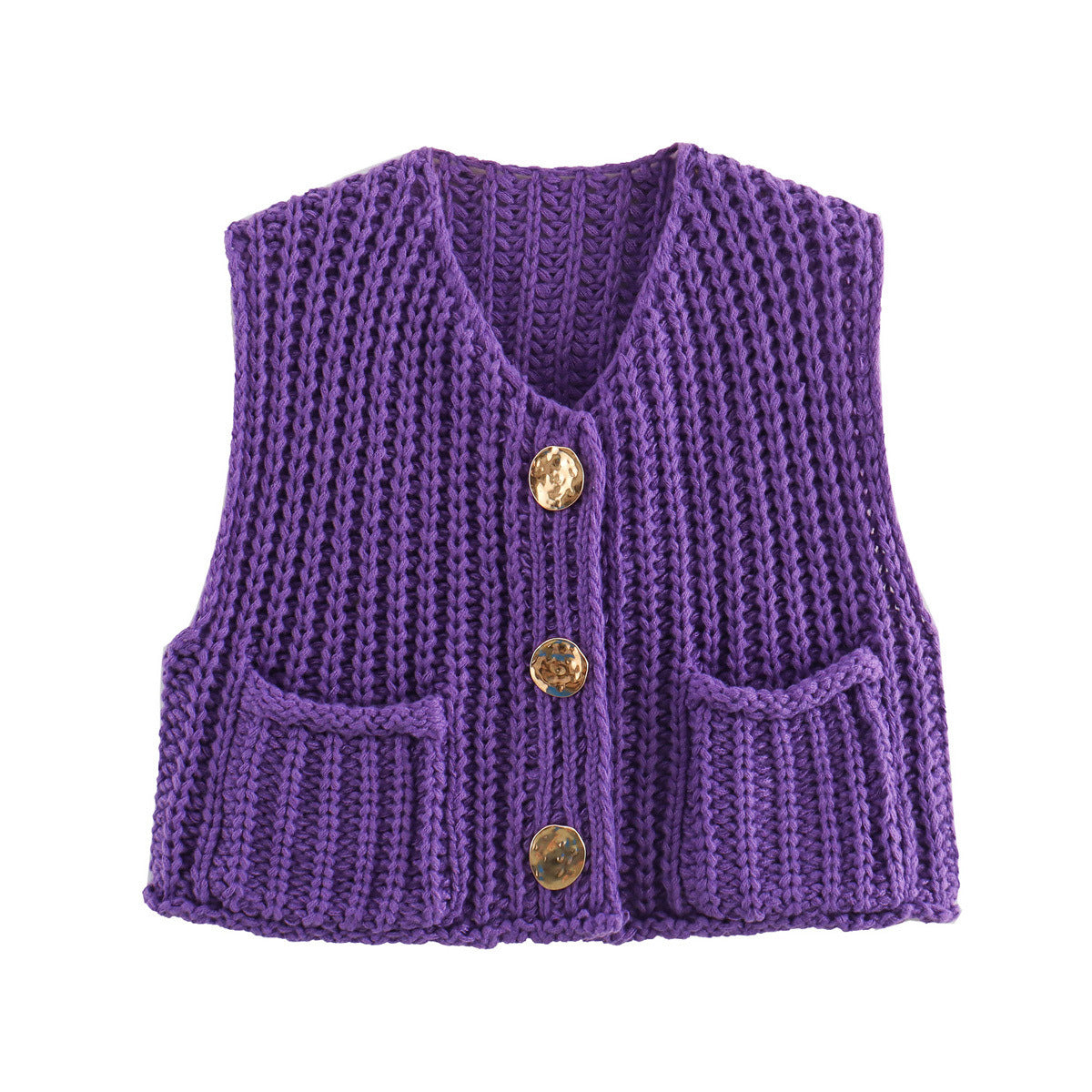 Women's Sleeveless Knitted Vest with Pockets, Comfortable Fit Sweater Vest for Casual and Formal Wear