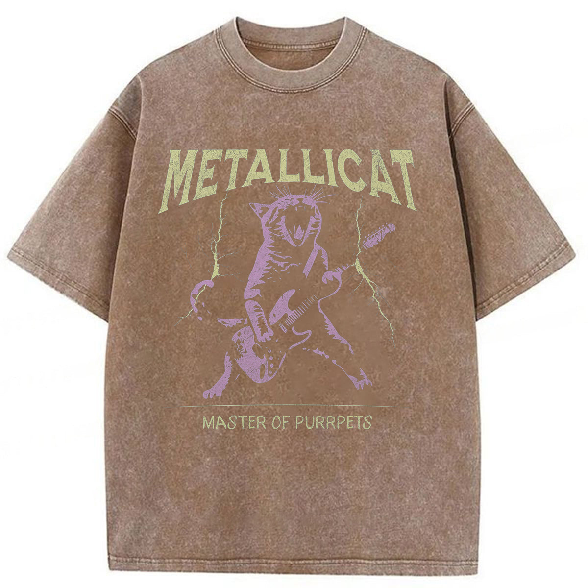 bbb Funny Guitar Cat Washed T-shirt
