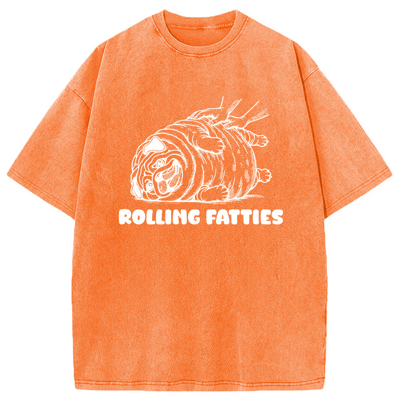 bbb Rolling Fatties Dog Funny Pug Meme Washed T-Shirt