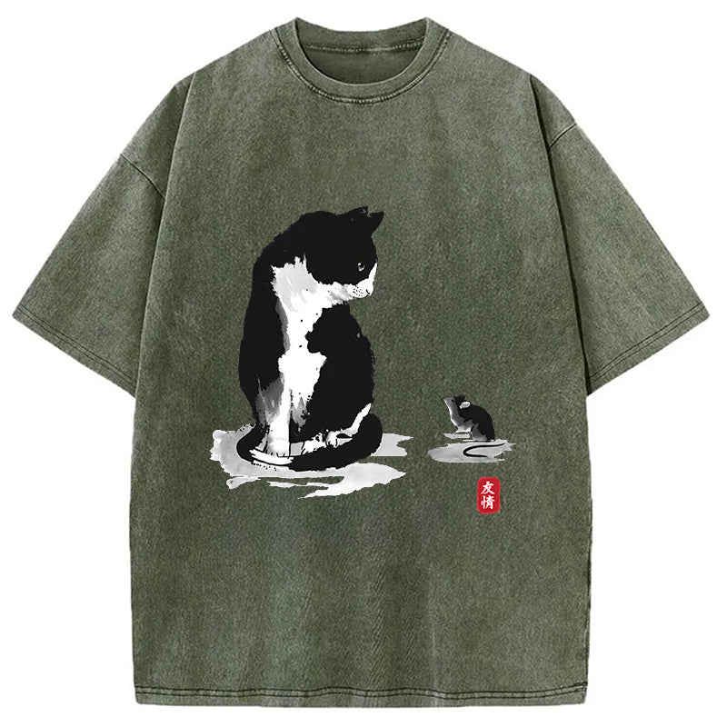 bbb Cat And Mouse Friendship Washed T-Shirt