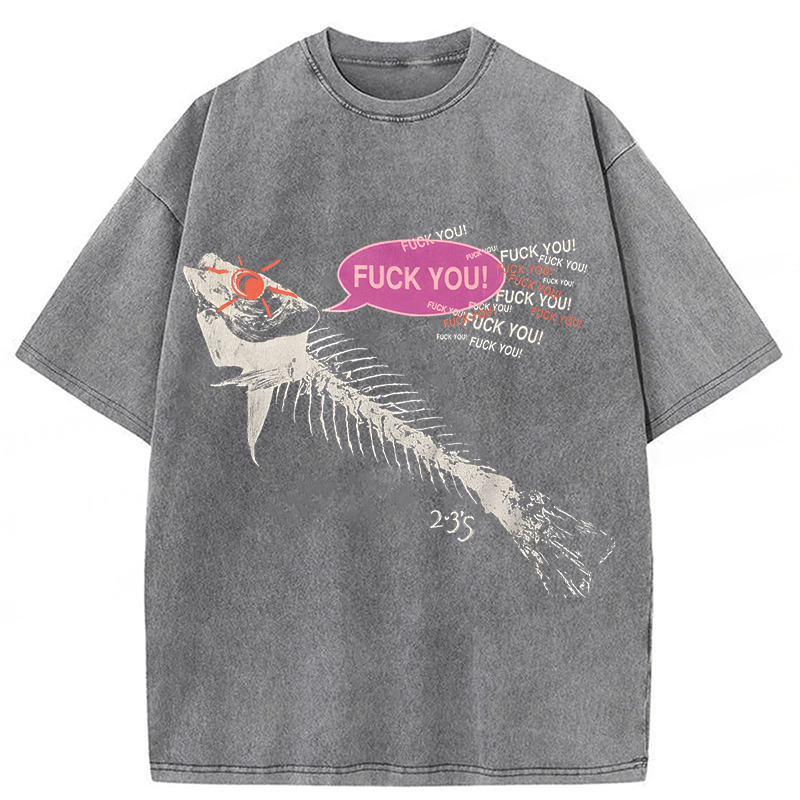 bbb Vintage 90’s Fish Skeleton Washed T-shirt