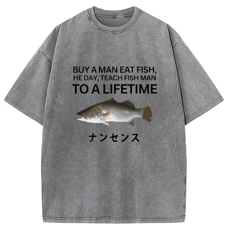 bbb Buy a Man Eat Fish Washed T-Shirt