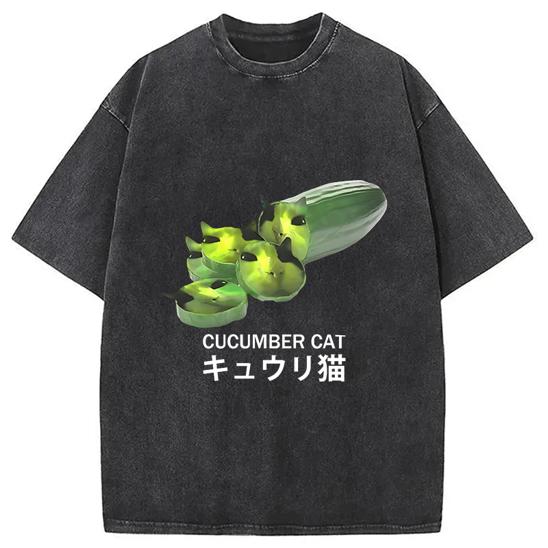 bbb Funny Cucumber Cat Meme Washed T-Shirt
