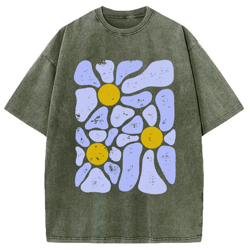 bbb Abstract Flowers Art Washed T-Shirt