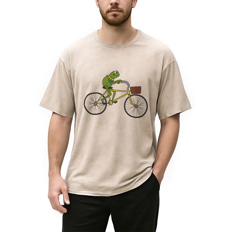 bbb Kermit Riding A Bike Washed T-Shirt