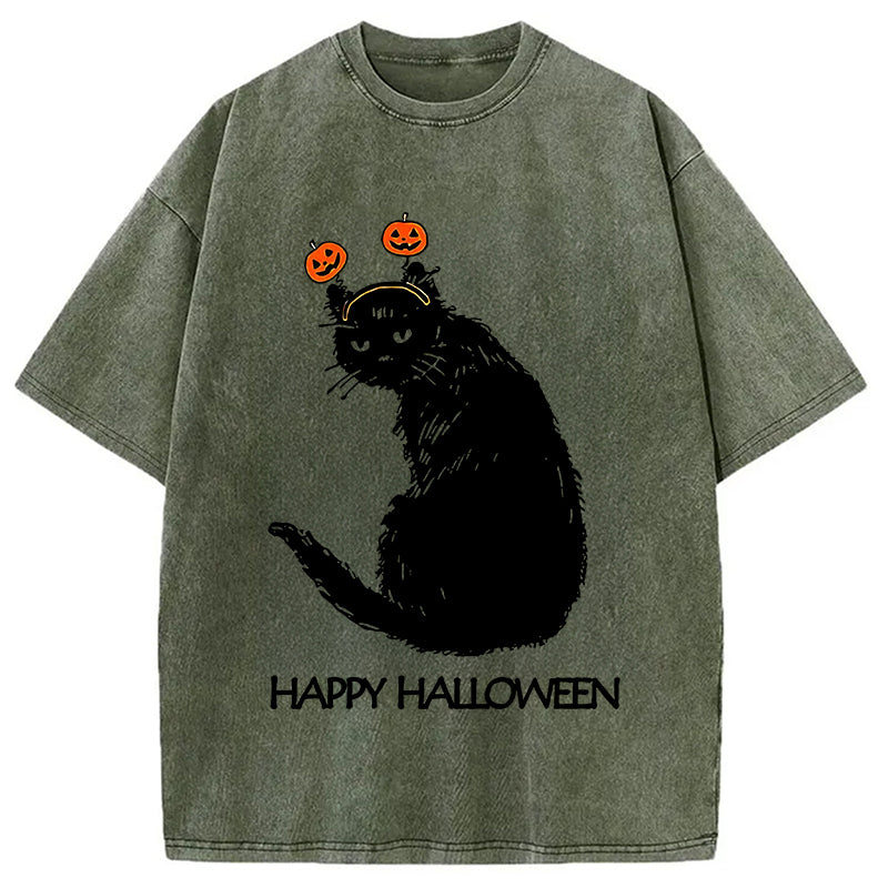 bbb Halloween Cat Japanese Washed T-Shirt