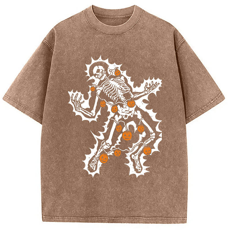 bbb Electrocuted Skeleton Halloween Washed T-Shirt