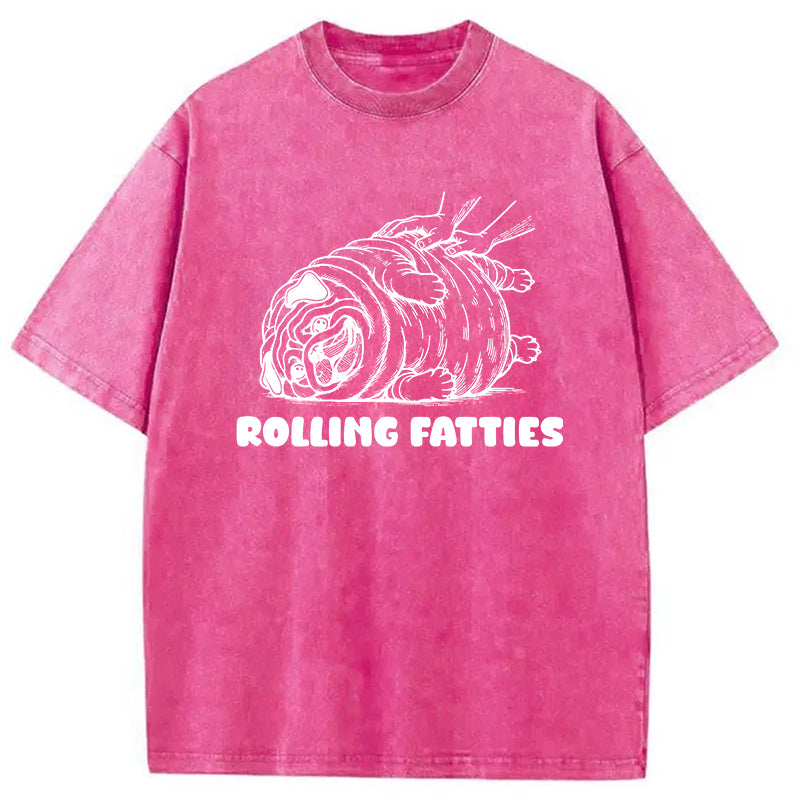 bbb Rolling Fatties Dog Funny Pug Meme Washed T-Shirt