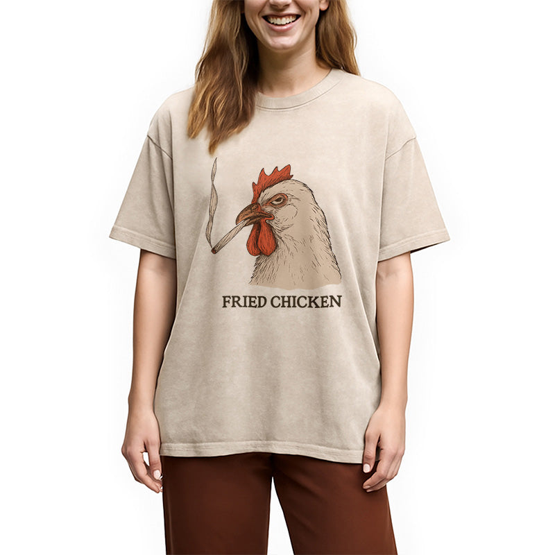 bbb Fried Chicken 420 Smoking Meme Washed T-Shirt