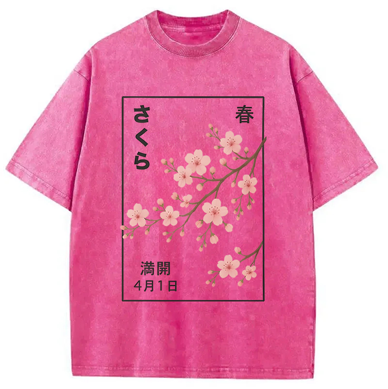 bbb Cherry Blossom Spring Full Washed T-Shirt