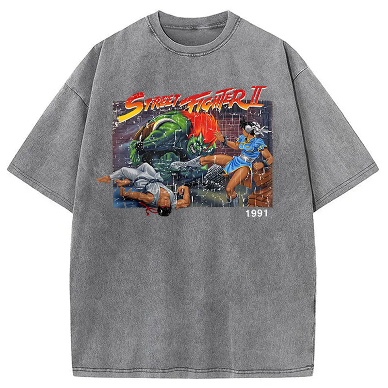bbb Street Fighter Retro Game Vintage Washed T-Shirt