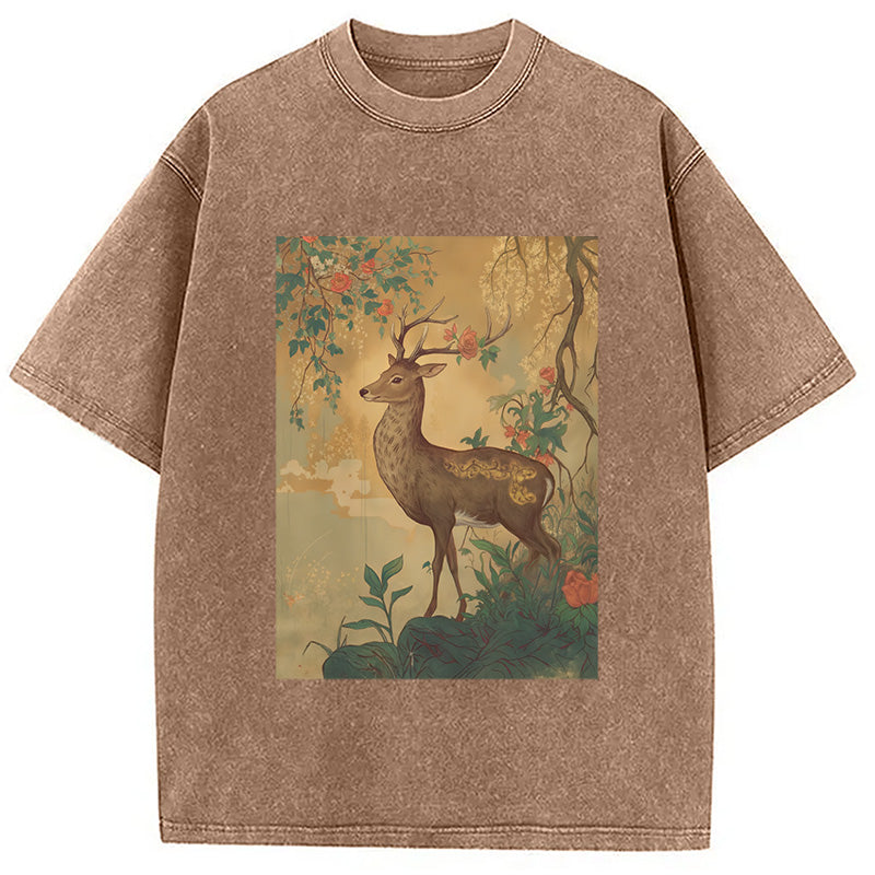 bbb Graceful Japanese Deer Washed T-Shirt