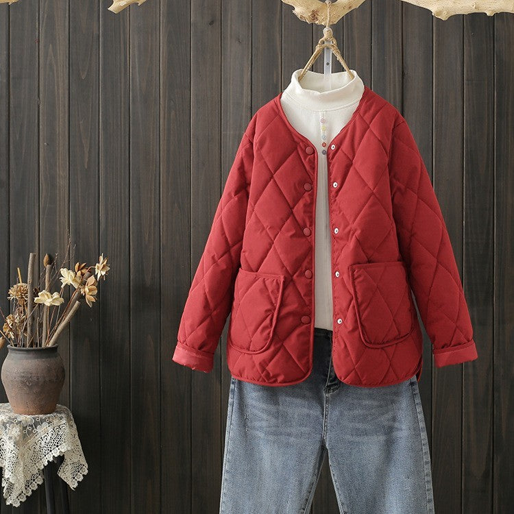 Lightweight Women’s Quilted Jacket - Button Front, Winter