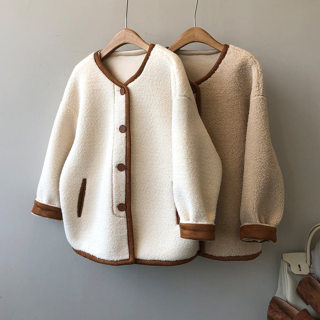 Warm Cozy Women's Fleece Coat - Boxy, Polyester, Winter