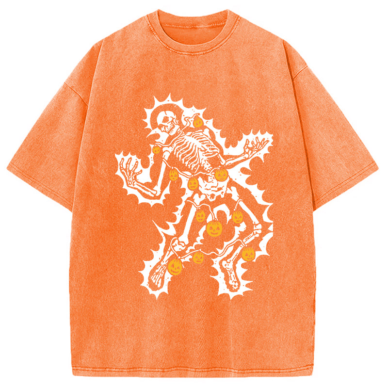 bbb Electrocuted Skeleton Halloween Washed T-Shirt