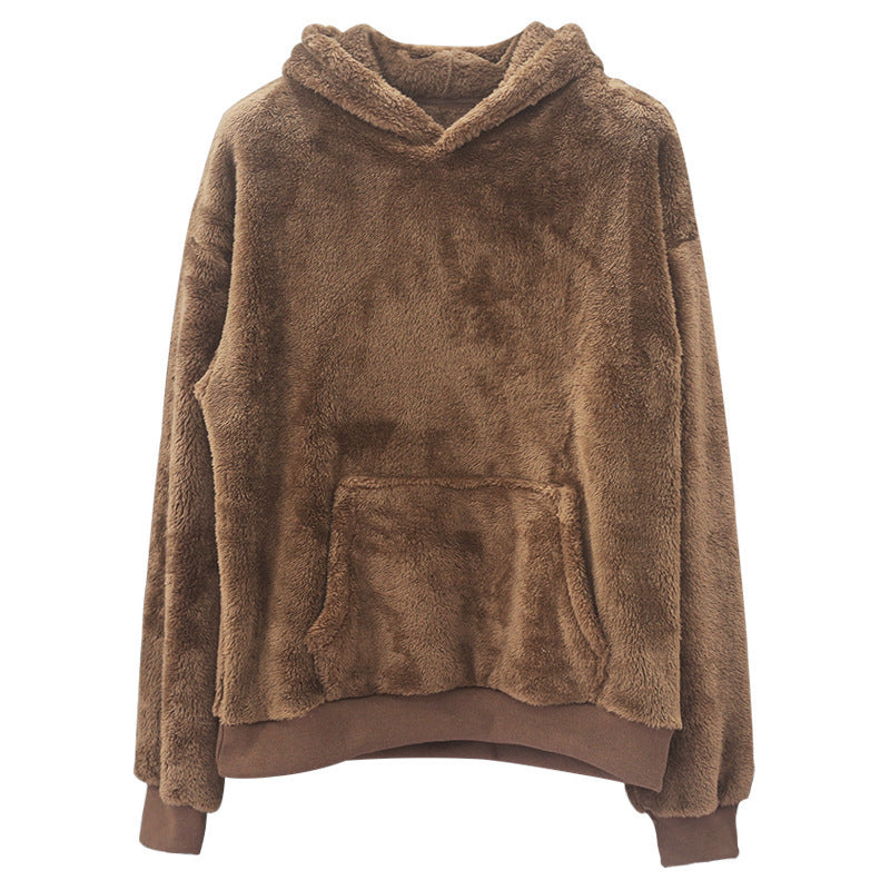 Soft Relaxed Men's Hoodie - Pullover, Double Velvet, Winter