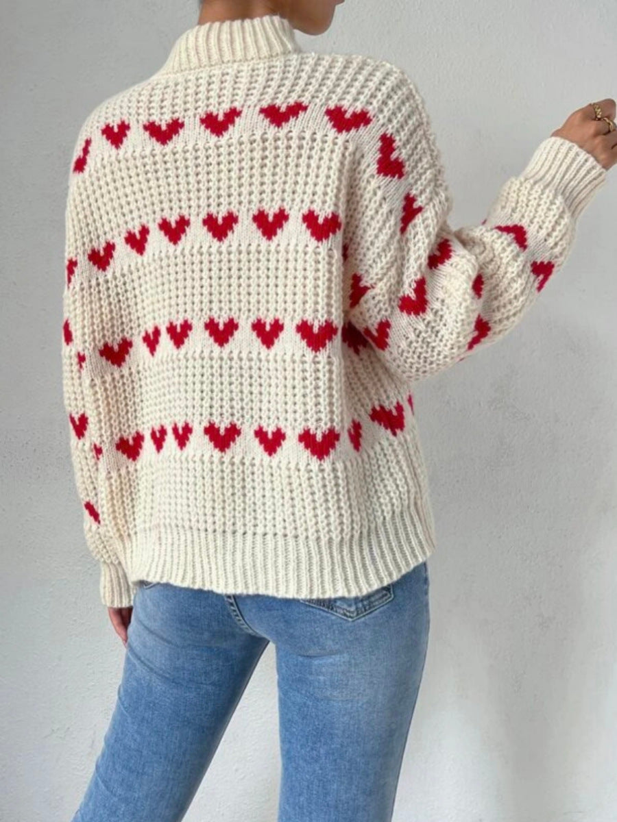 Warm Relaxed Women Pullover - Mock Neck Knit, Casual